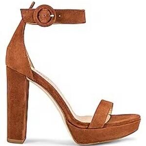 L’AGENCE Cecile Platform Sandal Tan Suede size 38/US 8